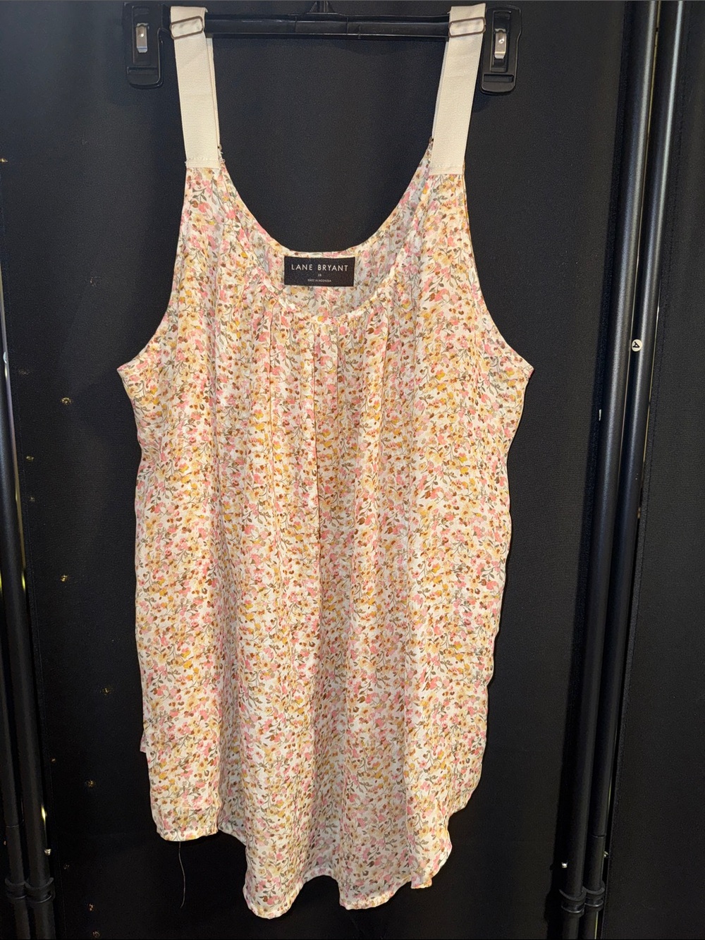 Lane Bryant Cream Floral Camisole 2layer with Pink & Yellow Print
